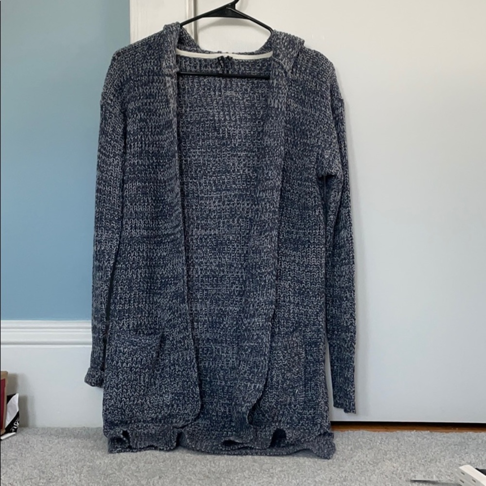 Long blue and white comfy cardigan